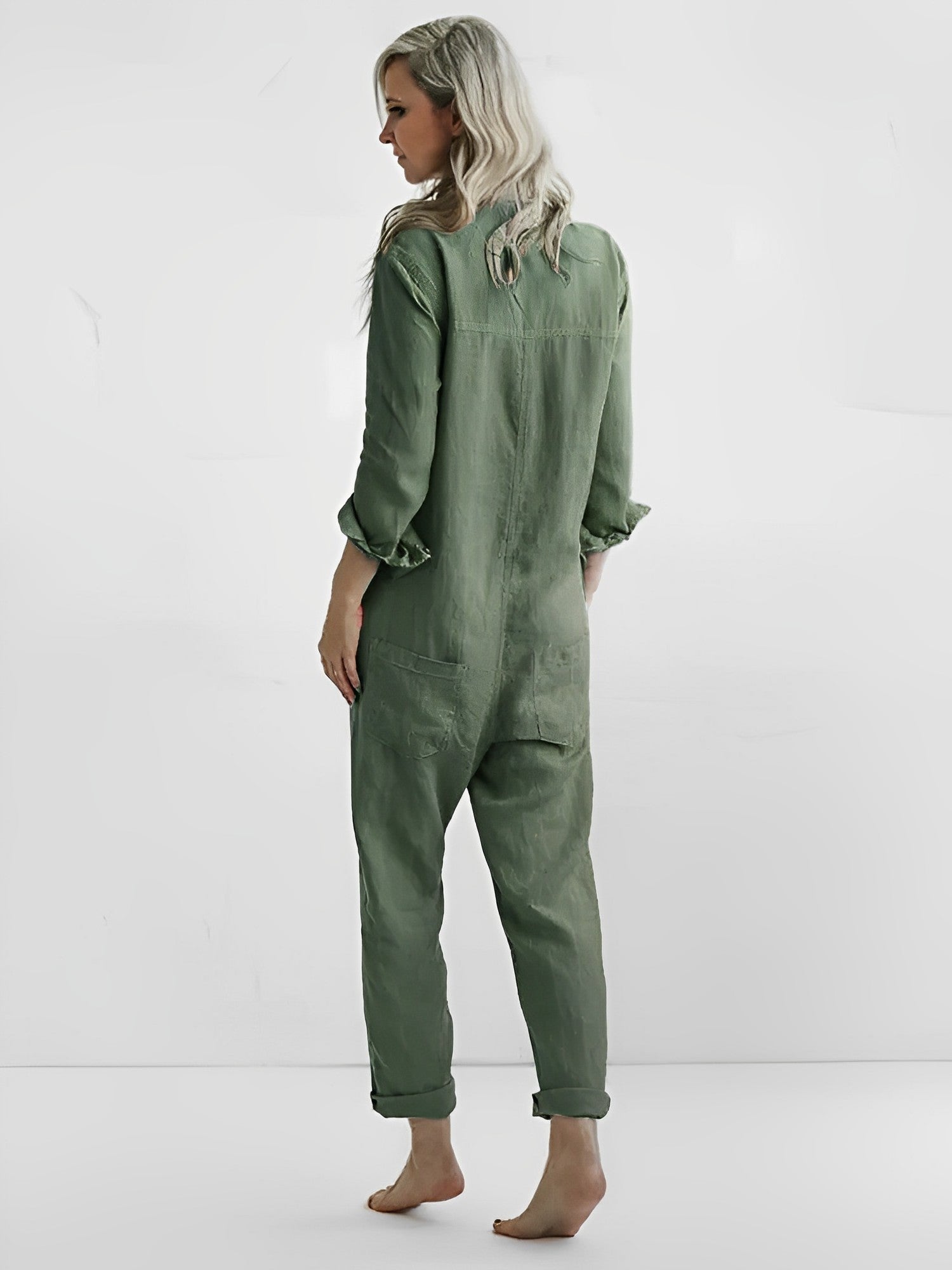 Dansk Titel Blanchet Polyesterblanding Jumpsuit | Regular Fit Heldragt | V-Udskæring med Markeret Talje til Aftenbrug | Vanero