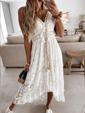 Damekjole Let Tekstilmateriale | Relaxed Fit Boho Maxikjole | Flydende Lang Silhuet til Sommerbrug & Fritidsaktiviteter | Vanero