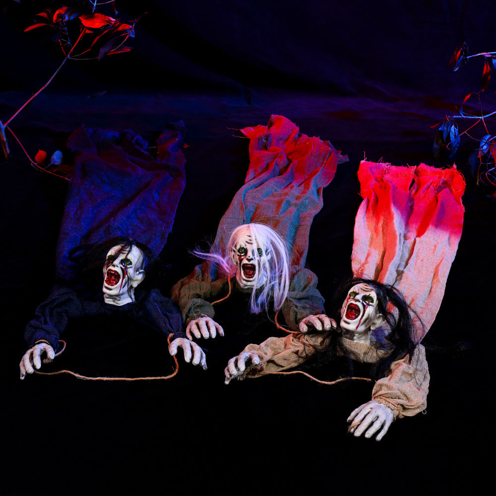 Halloween Hængende Spøgelsesdekoration | Spøgelsesophæng Med Langt Hår | Til Indendørs & Udendørs Brug | Vanero
