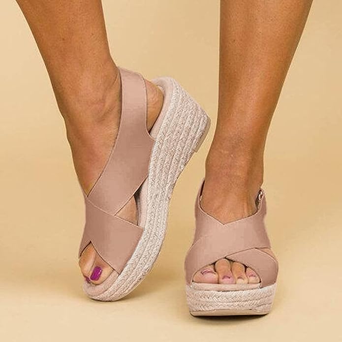 Monika | Stilfulde Kilehælsandaler med Krydsremme l Vanero