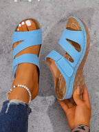 Damesandaler Kunstlæder | Slip-On Pasform Flade Sandaler | Bred Rem Design til Hverdagsbrug & Sommerbrug | Vanero