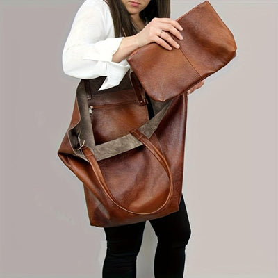 Rummelig Shopper Taske | Minimalistisk Design | Inkl. Clutch | Vanero