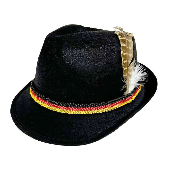 Bayersk Hat Med Filtlignende Konstruktion | Dekorativt Bånd & Fjerdetalje | Oktoberfest & Temafester | Vanero