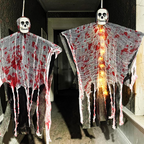 Halloween Hængende Skelet Spøgelsesdekoration | Lysende Plastophæng | Til Indendørs & Overdækket Udendørs Brug | Vanero
