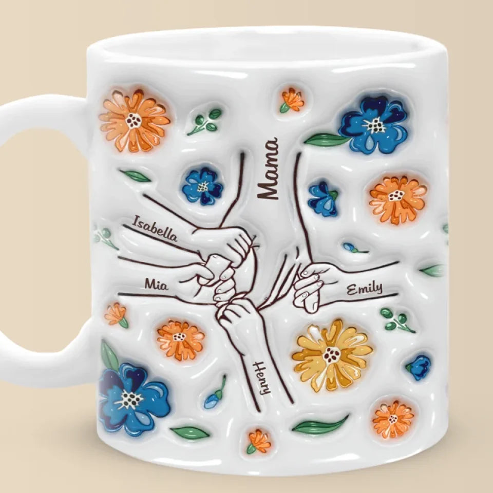 CozySips  l  Personliggjort 3D Inflateret Effekt Trykt Krus l Mors Dag, Gave Til Mor, Bedstemor l Vanero