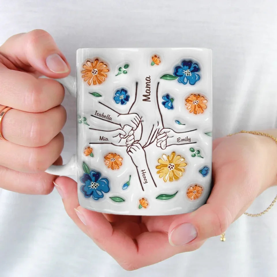 CozySips  l  Personliggjort 3D Inflateret Effekt Trykt Krus l Mors Dag, Gave Til Mor, Bedstemor l Vanero