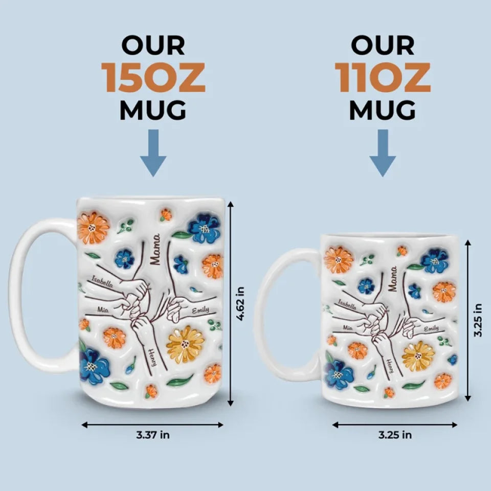 CozySips  l  Personliggjort 3D Inflateret Effekt Trykt Krus l Mors Dag, Gave Til Mor, Bedstemor l Vanero