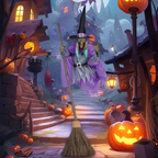 Flyvende Heks Halloween Dekoration | Hængende Heks Med LED-Øjne & Lyd | Til Indendørs & Udendørs Brug | Vanero
