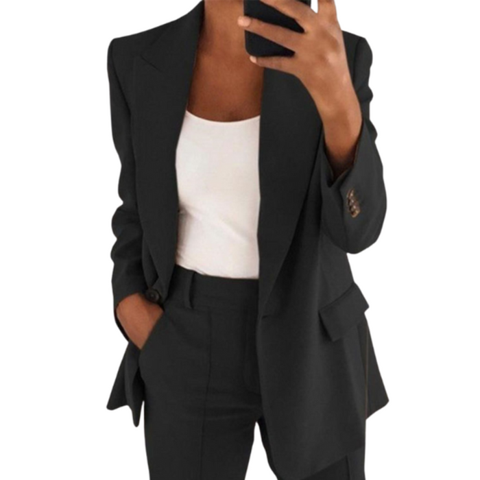 Dame Blazer & Buksesæt Skræddersyet Design | To-Delt Formelt Beklædningssæt | Kontor & Arrangementer I Str. S–5XL | Vanero