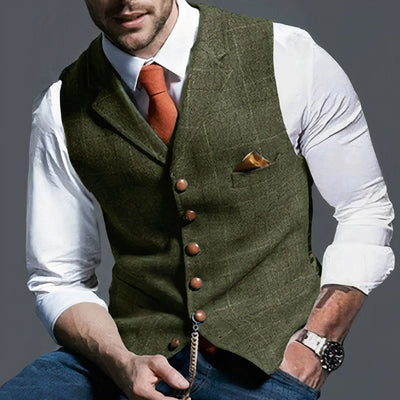 Levi l Klassisk tweed vest med kærv revers l Vanero