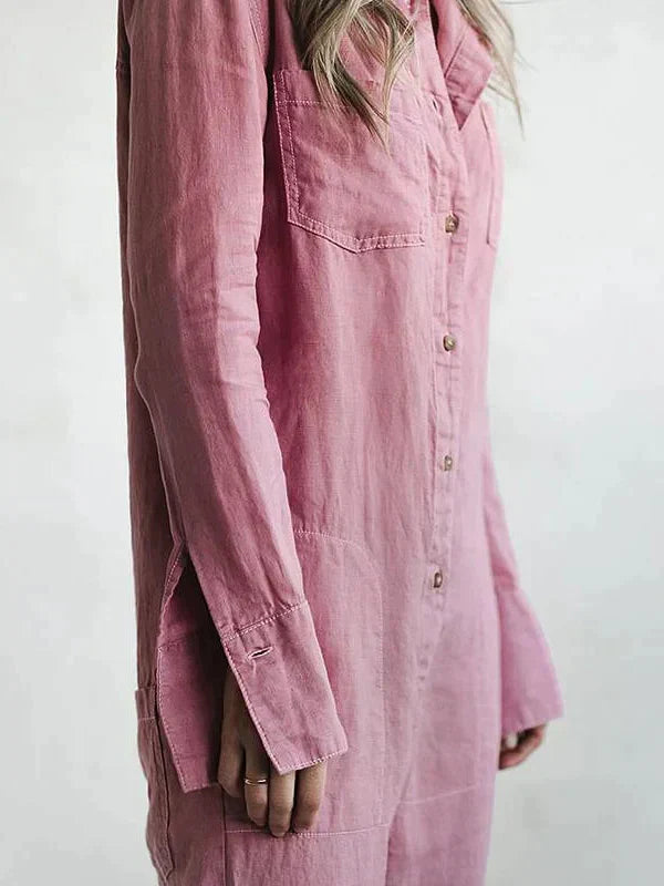 Dansk Titel Blanchet Polyesterblanding Jumpsuit | Regular Fit Heldragt | V-Udskæring med Markeret Talje til Aftenbrug | Vanero