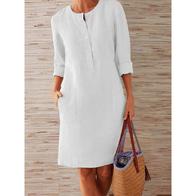 Afslappet Skjortekjole | Linnedlook | Enkel Elegance l Vanero