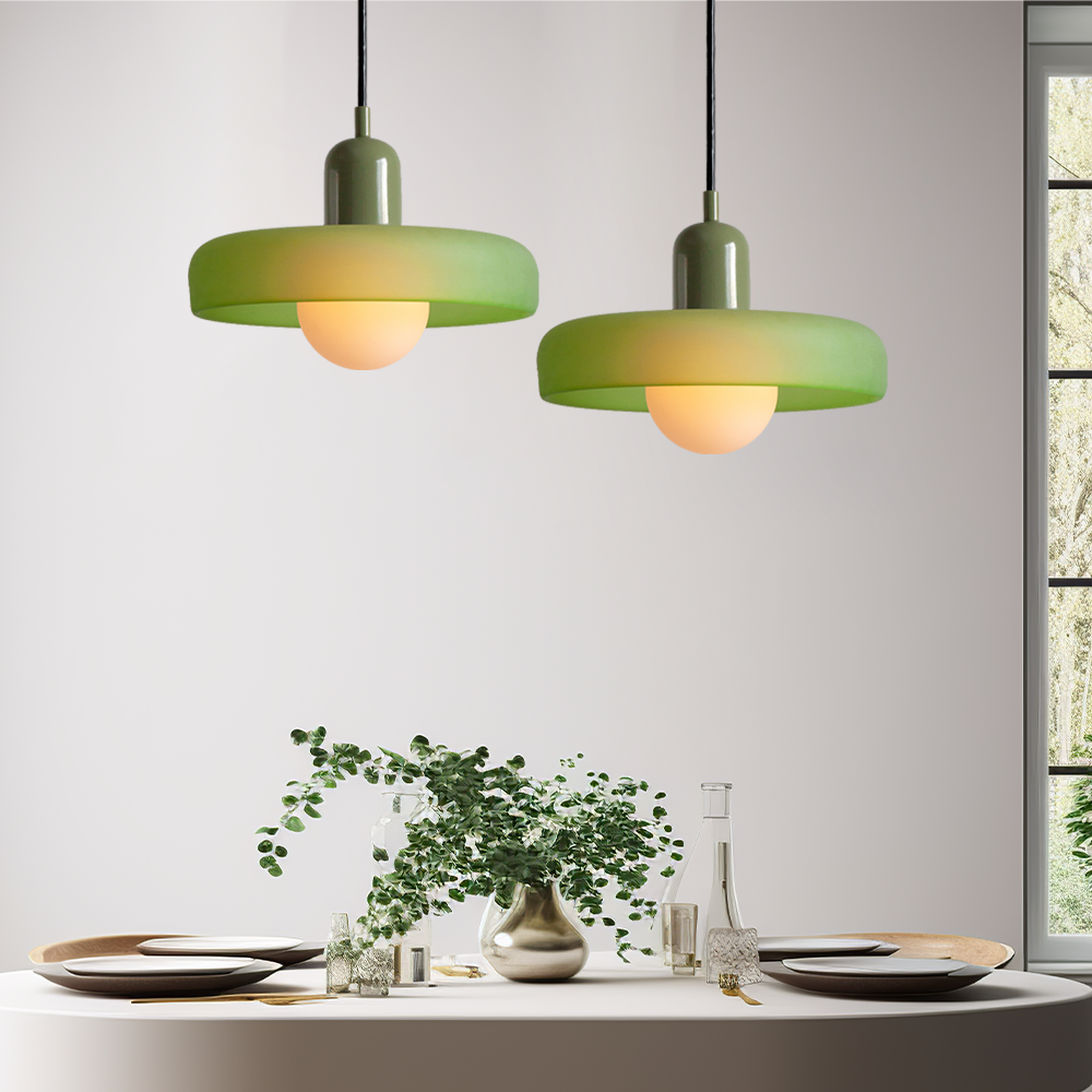 Bauhaus l Pendellampe af Farvet Glas l Vanero