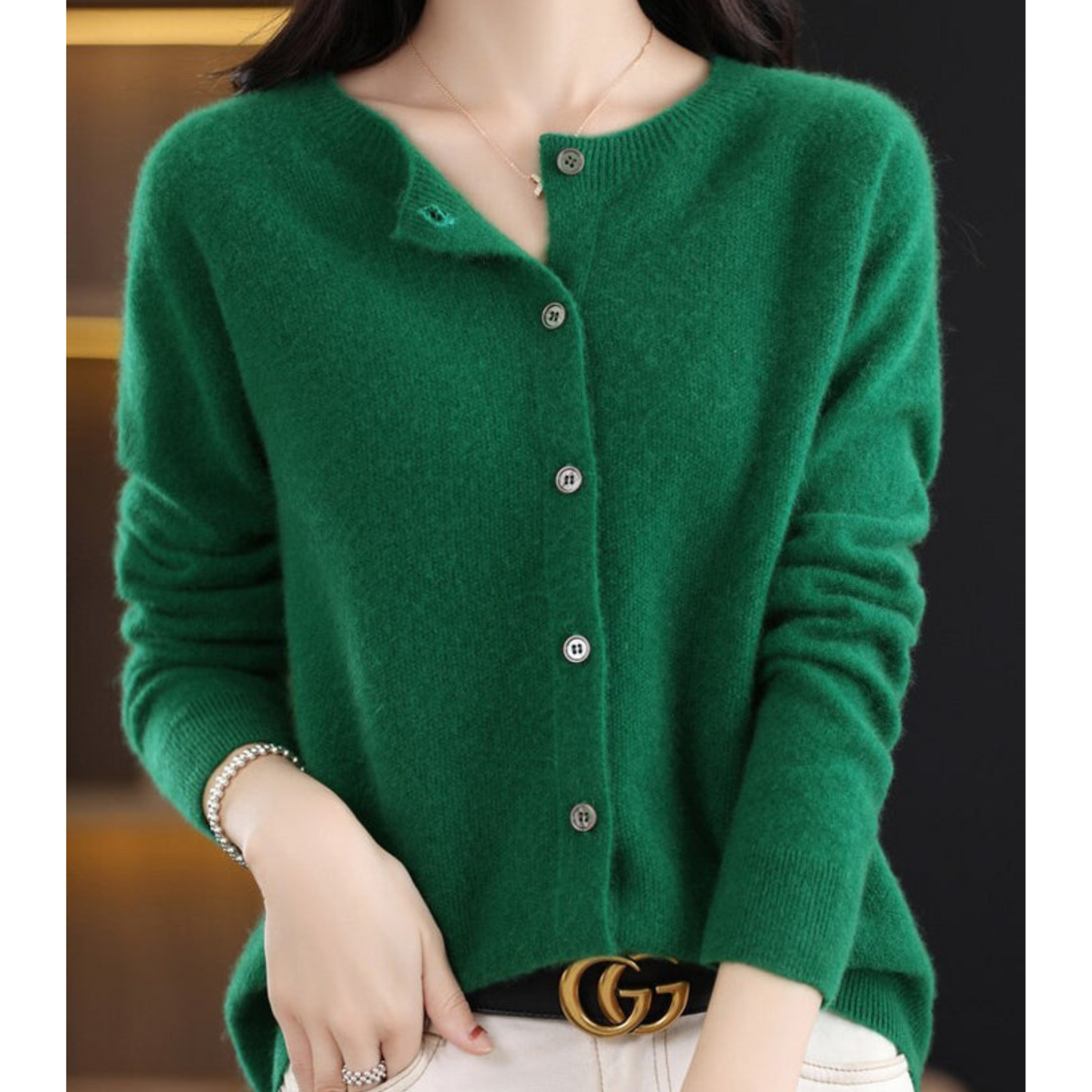 Strikket cardigan | Ren Merinould Damer - O-hals | Vanero