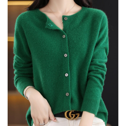 Strikket cardigan | Ren Merinould Damer - O-hals | Vanero