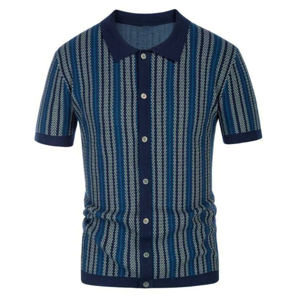 Herre Polo I Materiale | Regular Fit Polo Med Chevronmønster Og Knaplukning | Sommerbrug | Vanero