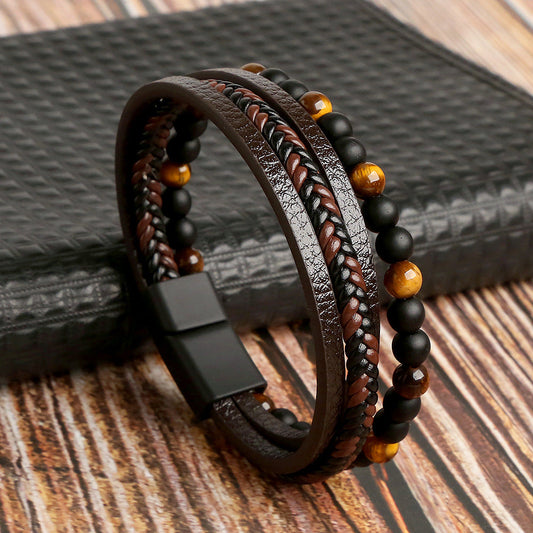 Simon | Læder Armbåndsæt Herre - Stilfuldt & Luksuriøst Design | Vanero