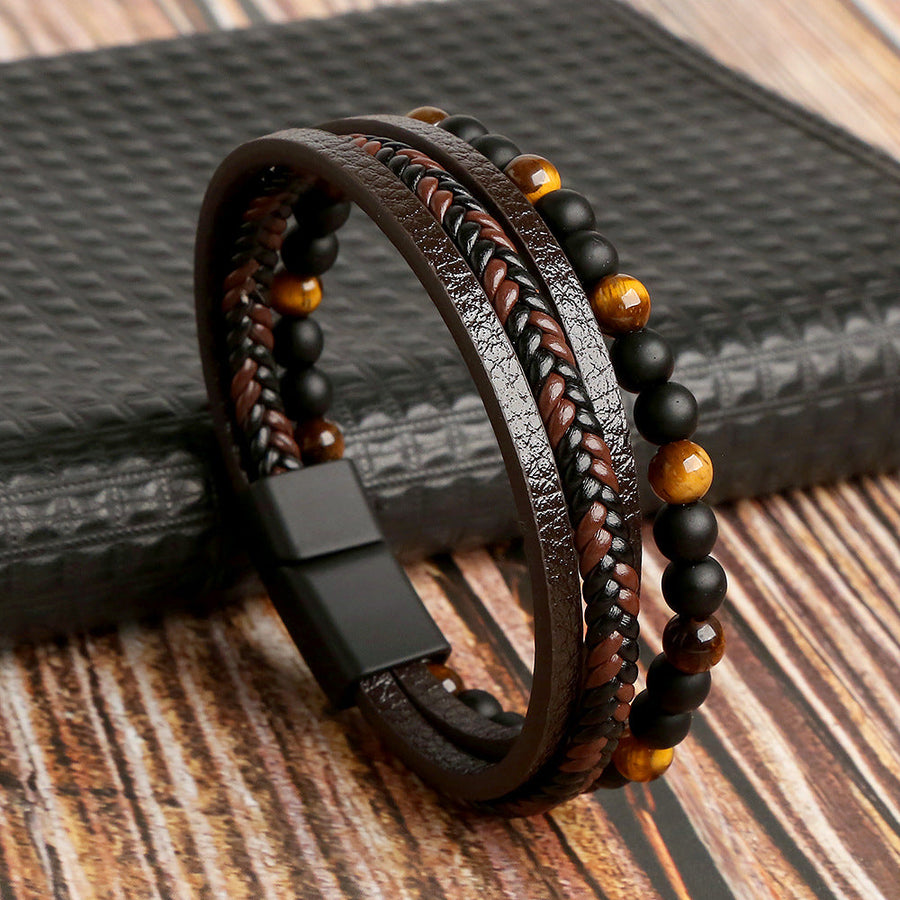 Læderarmbåndsæt Kunstlæder & Perler | Justerbare Håndledsaccessories | Flettet Design Til Hverdagsbrug | Vanero