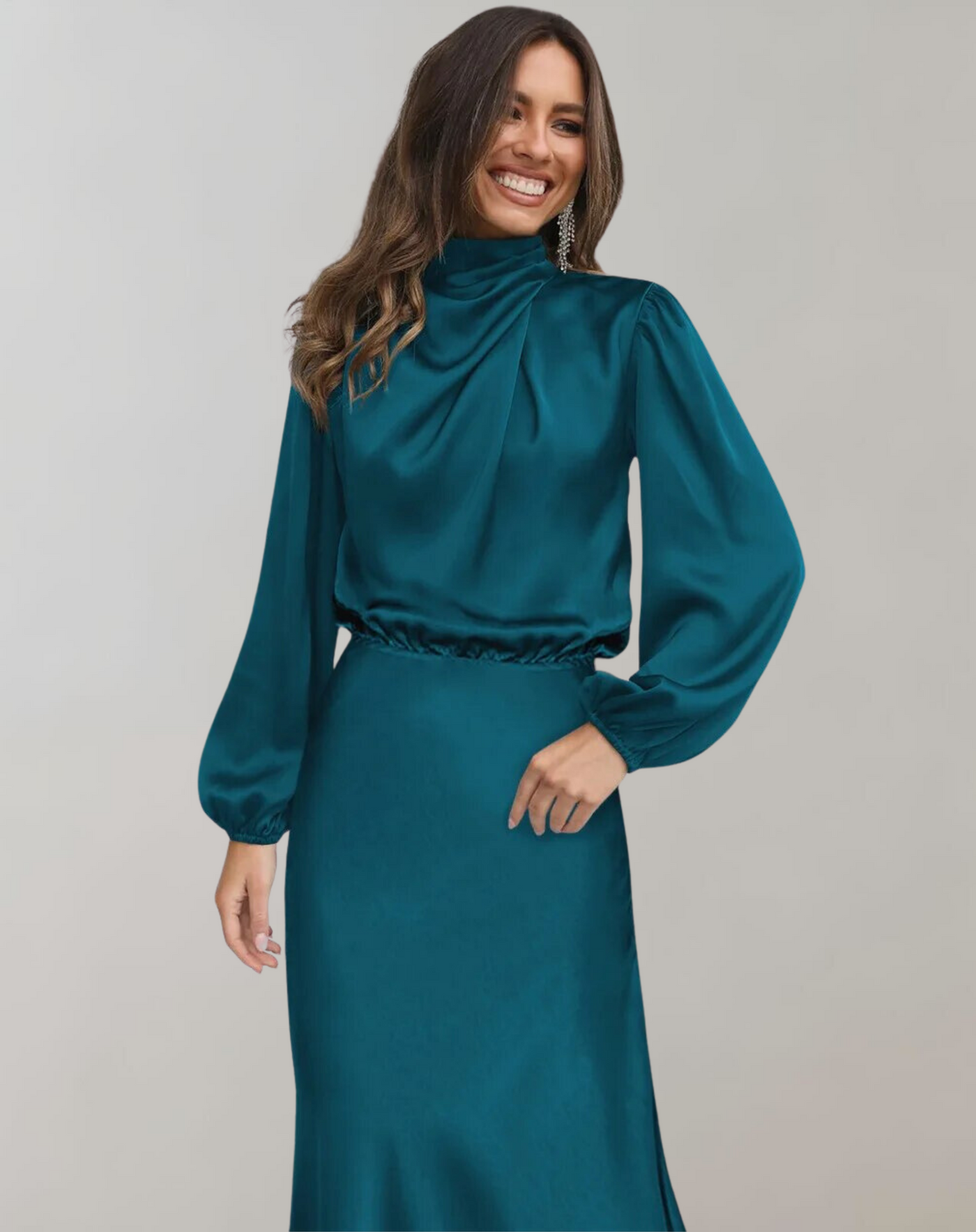 Marie | Stilfuld Satin Maxi Kjole l Vanero