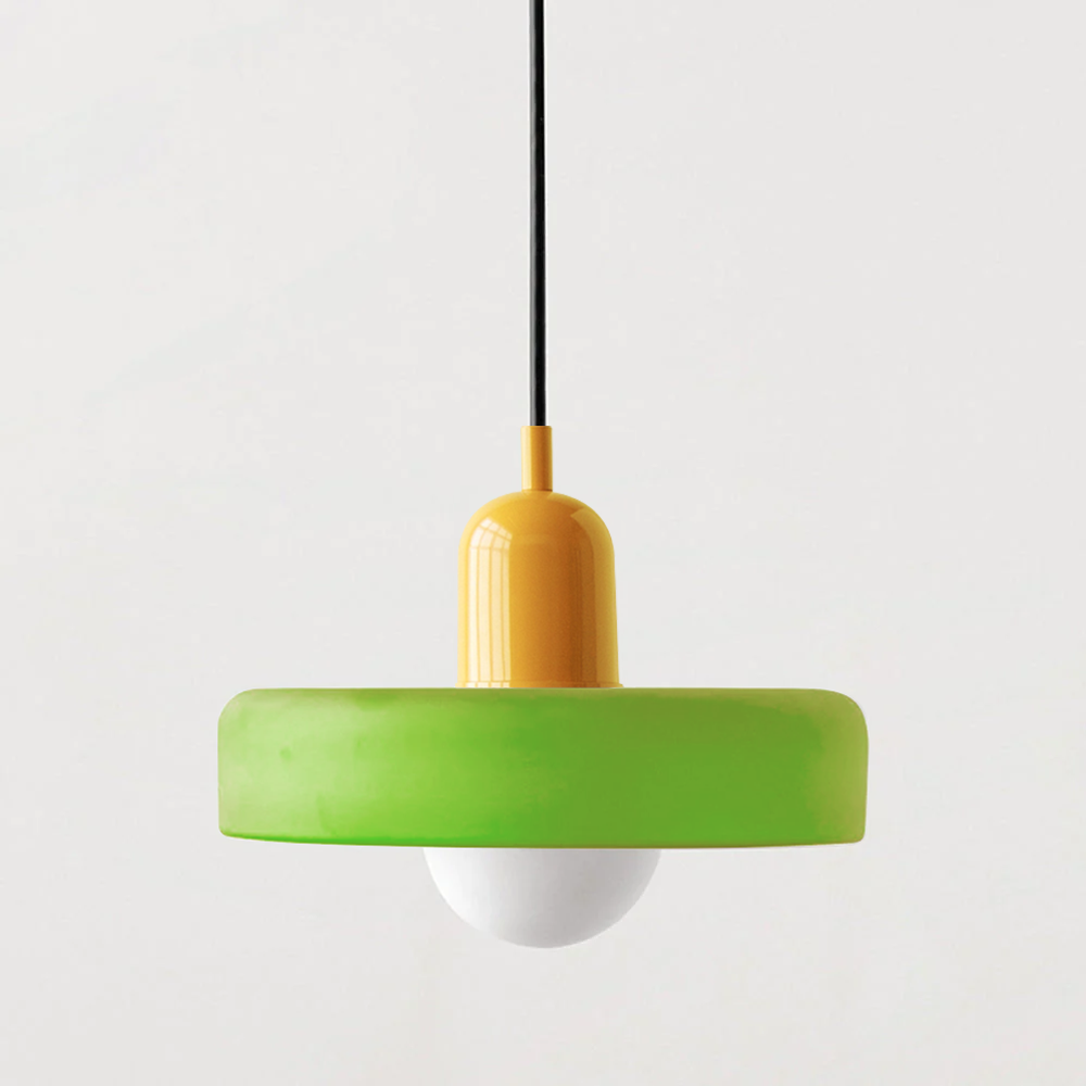 Bauhaus l Pendellampe af Farvet Glas l Vanero