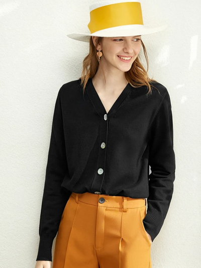 V-hals l strikket cardigan l Vanero