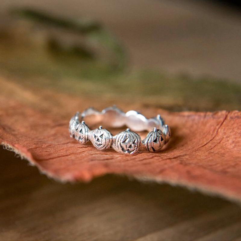 Græskarring Legeringsmetal | Justerbar Pasform Ring | Halloween Inspireret Design Til Temafester & Cosplay | Vanero