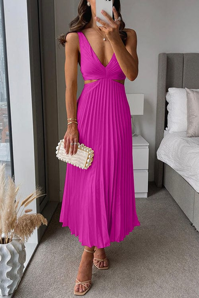 Sanne | Dame Plisseret Satin Kjole l Vanero