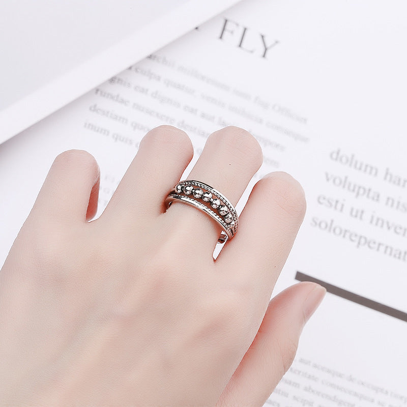Snurrende Ring Rustfrit Stål Konstruktion | Justerbar Ring | Roterende Perledesign til Hverdagsbrug & Smykkestyling | Vanero