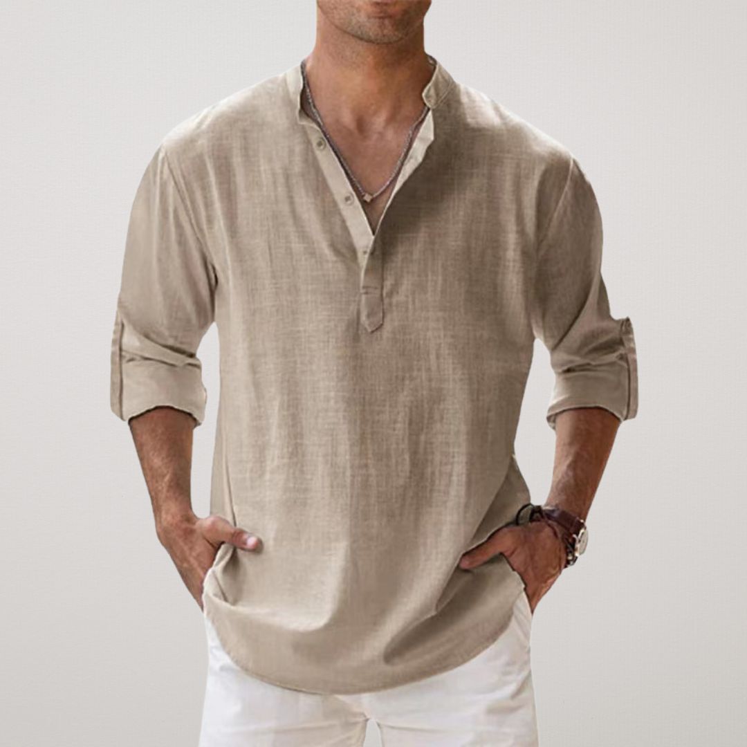 Milan | Stilfuld Knaplukket Henley Skjorte