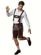 Herre Lederhosen Tekstilmateriale | Justerbare Seler Festivalshorts | Broderet Design Til Oktoberfest & Events | Vanero