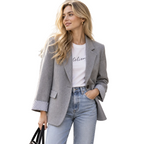 Dame Blazer Med Én Knap | Notch-Revers & Opsmøgede Ærmer | Tailored Jakke Med Klaplommer Til Arbejde & Hverdag | Vanero