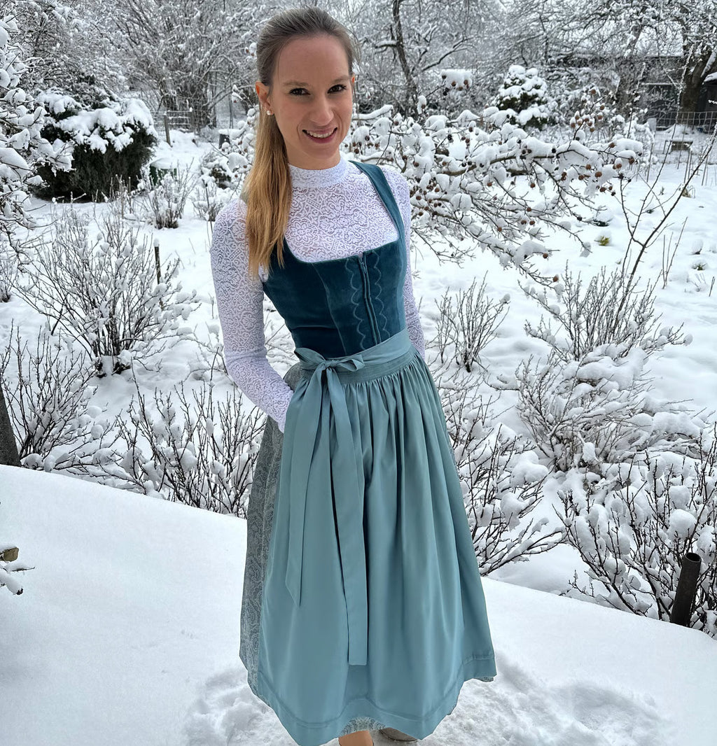 Dame Dirndl Kjole Bomuldsblanding | Almindelig Pasform Traditionel Kjole | Folkemønster Med Forklæde Til Festivaler & Arrangementer | Vanero