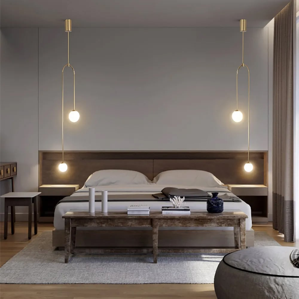 Moderne l pendel Glas Globe 2-Light U-formet til stue og soveværelse l Vanero
