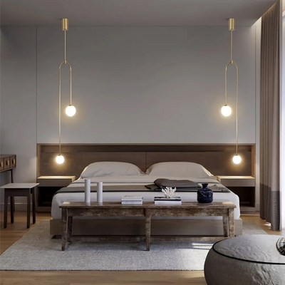 Moderne l pendel Glas Globe 2-Light U-formet til stue og soveværelse l Vanero
