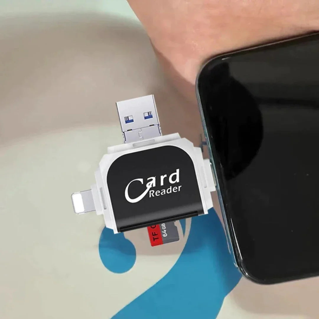 4-i-1 Hukommelseskortlæser | SD, SDHC, SDXC & MicroSD Understøttelse | Kompakt USB-Kortadapter Til Filadgang & Dataoverførsel | Vanero