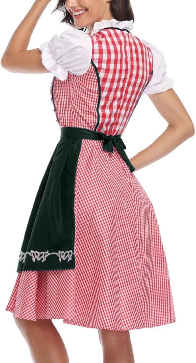 Dame Dirndl Sæt Blandet Tekstilmateriale | Almindelig Pasform Folkedragt | Snøreliv Med Forklæde Til Oktoberfest & Temafester | Vanero