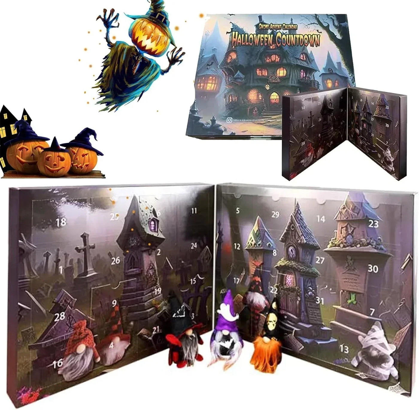 SpookyGnome | Halloween Adventskalender Med Plyssgnomer 31 Dage | Vanero