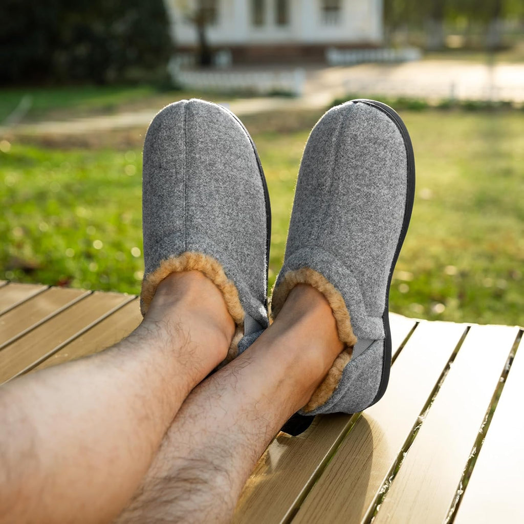 Herre Vinter Sutsko i Fleece | Sherpa-For & Memory Foam Indersål | Skridsikkert Indendørs Fodtøj Til Hjemmet | Vanero