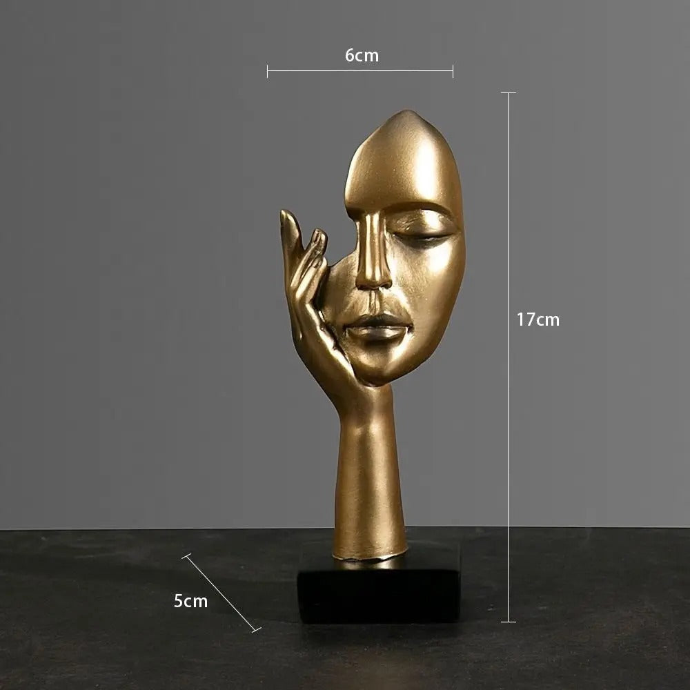 Abstrakt Ansigt Skulptur Harpiks Design | Fritstående Dekorativ Figur Til Indendørs Brug | Hylde Skrivebord Entré & Boligindretning | Vanero