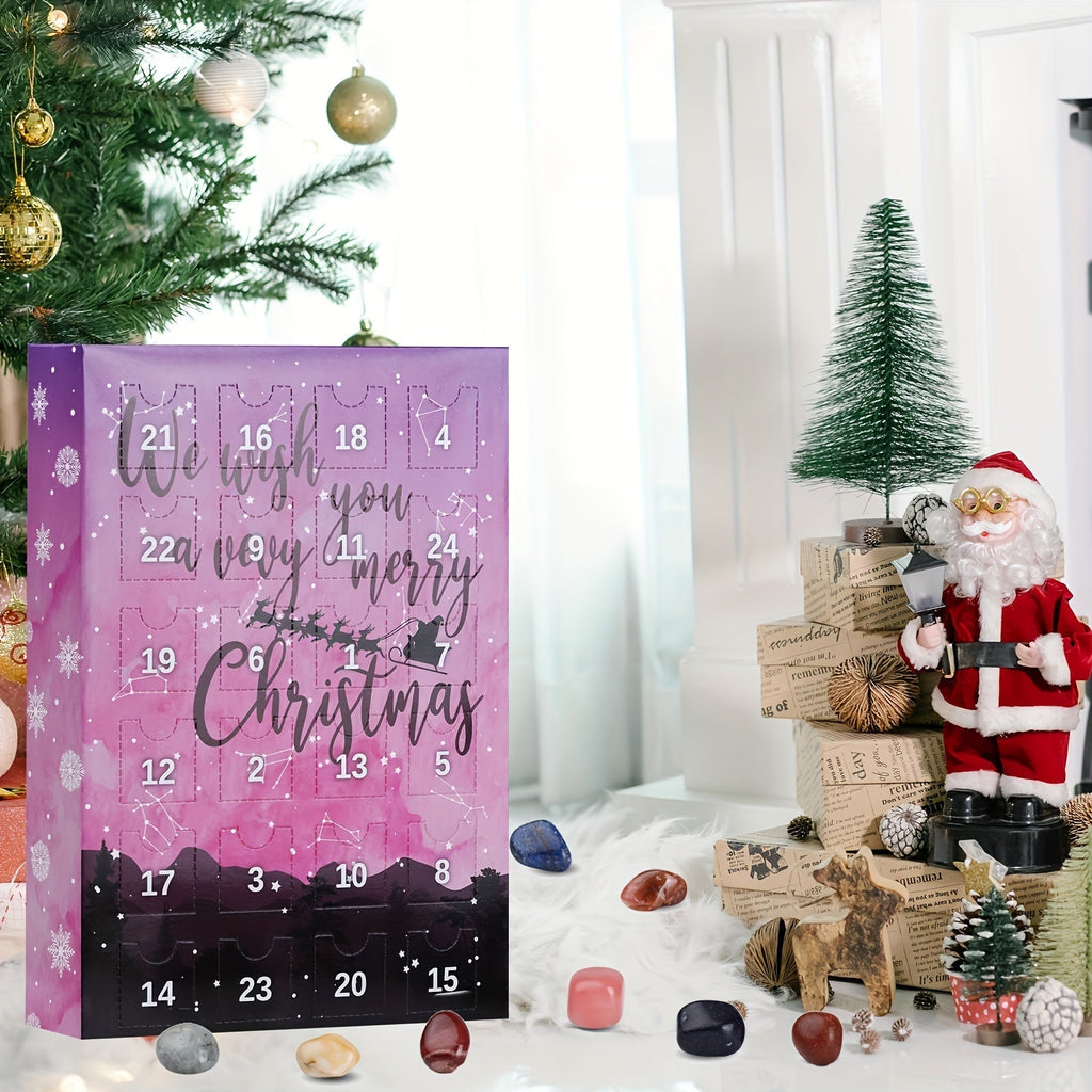 Adventskalender | 24 Naturkrystaller | Jule Nedtælling Sæsondekoration | Vanero