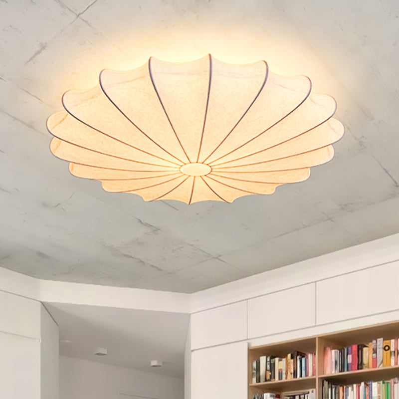 Flush Loftlampe Med Skulpteret Stofskærm | Tekstil & Metalkonstruktion Med E26 E27 Fatning | Indendørs Rumbelysning | Vanero