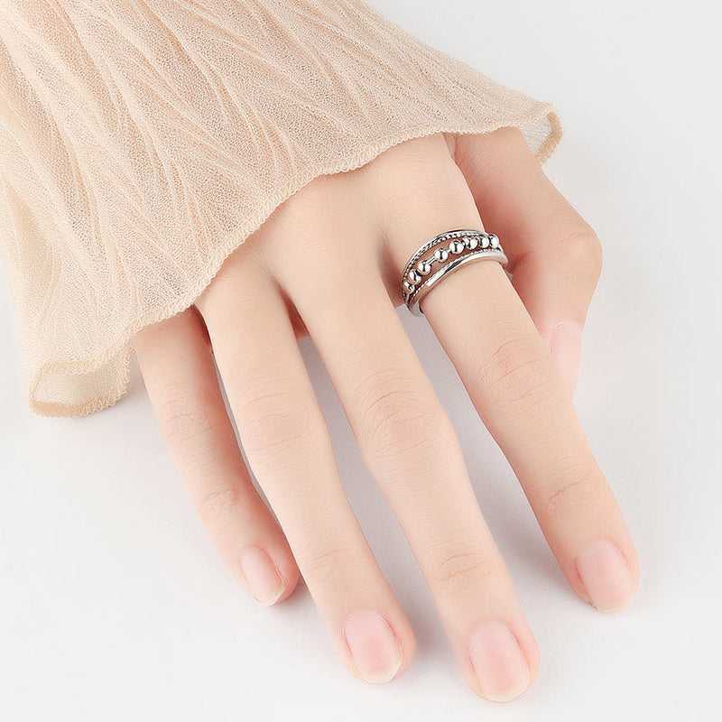 Snurrende Ring Rustfrit Stål Konstruktion | Justerbar Ring | Roterende Perledesign til Hverdagsbrug & Smykkestyling | Vanero