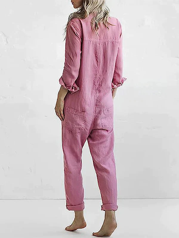 Dansk Titel Blanchet Polyesterblanding Jumpsuit | Regular Fit Heldragt | V-Udskæring med Markeret Talje til Aftenbrug | Vanero