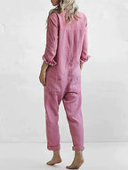 Dansk Titel Blanchet Polyesterblanding Jumpsuit | Regular Fit Heldragt | V-Udskæring med Markeret Talje til Aftenbrug | Vanero