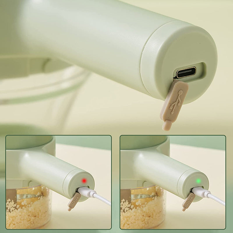 Trådløs Minihakker Med Rustfri Stålblade | USB-Genopladeligt Design På 250 ml | Tilberedning Af Grøntsager Krydderurter Og Frugt | Vanero