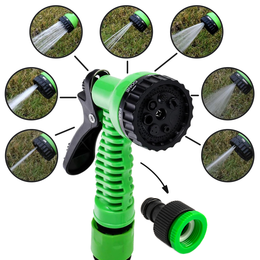 Udvidelig Haveslange Med Sprøjtepistol | Fleksibel Latexslange Og 7 Sprøjtetilstande | Vanding Og Udendørs Rengøring | Vanero