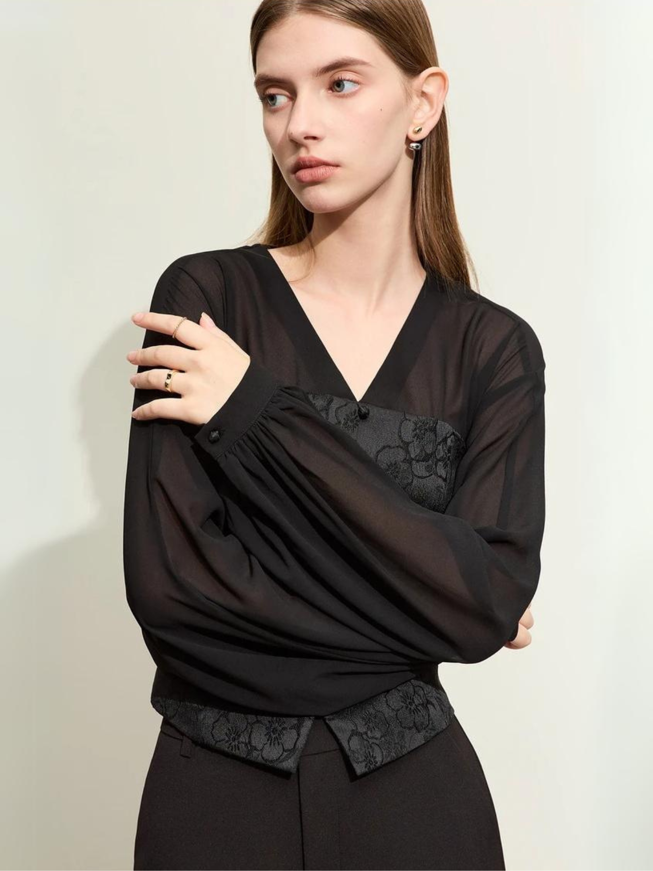 Dame Bluse Polyesterblanding | Løs Pasform Bluse Med Lanterneærmer | Let Design Til Arbejde & Hverdagsbrug | Vanero