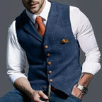 Herre Vest Tweedblanding | Struktureret Pasform Habitvest | Knaplukning Til Formelle & Smart Casual Outfits | Vanero