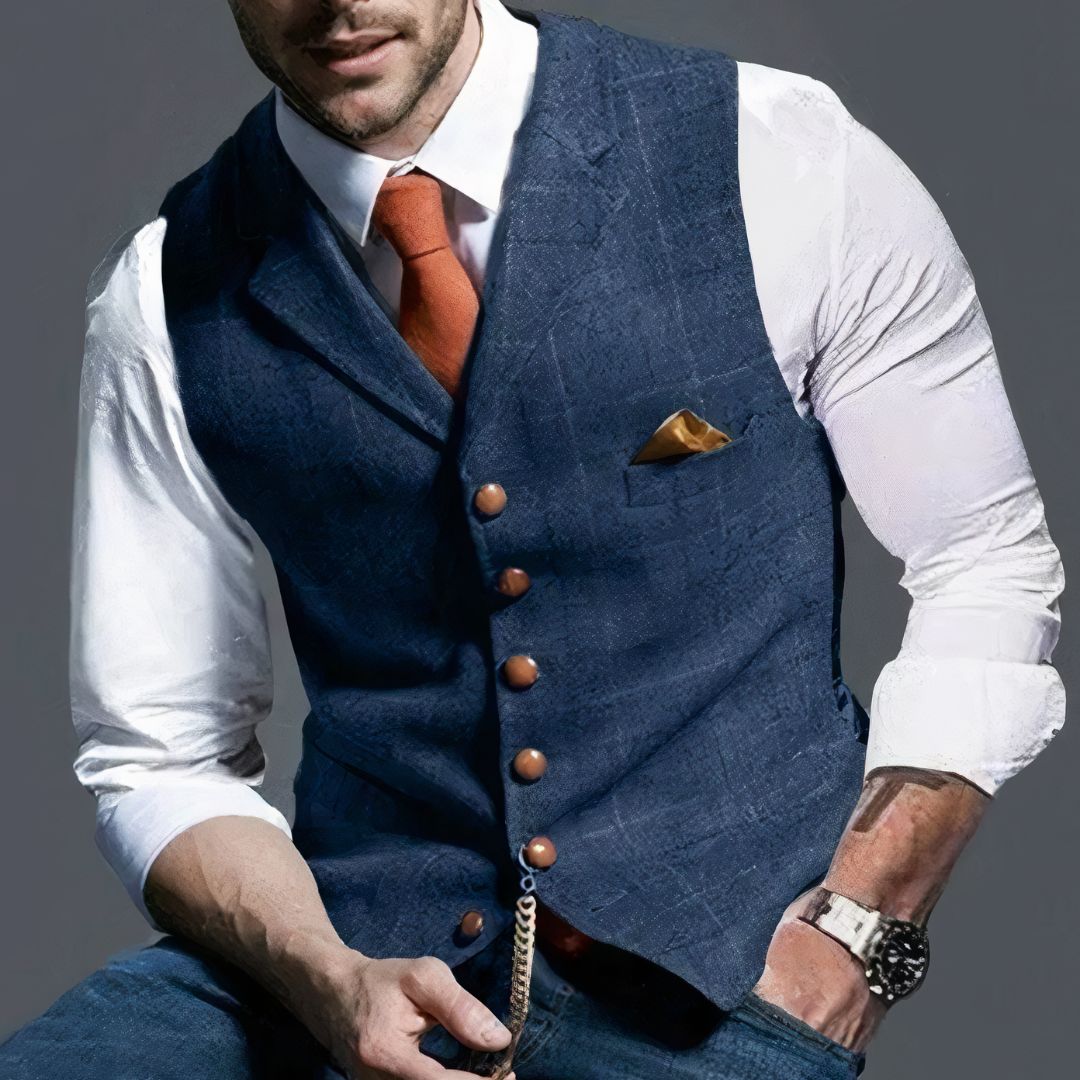 Levi l Klassisk tweed vest med kærv revers l Vanero