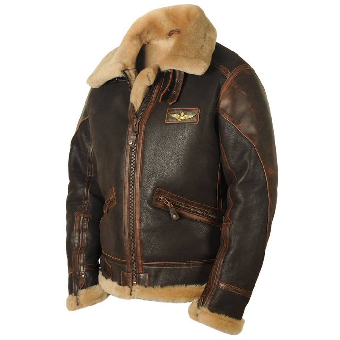 Felix Læderlook Materiale | Regular Fit Pilotjakke | Klassisk Pilotdesign til Kølige Temperaturer & Daglig Brug | Vanero